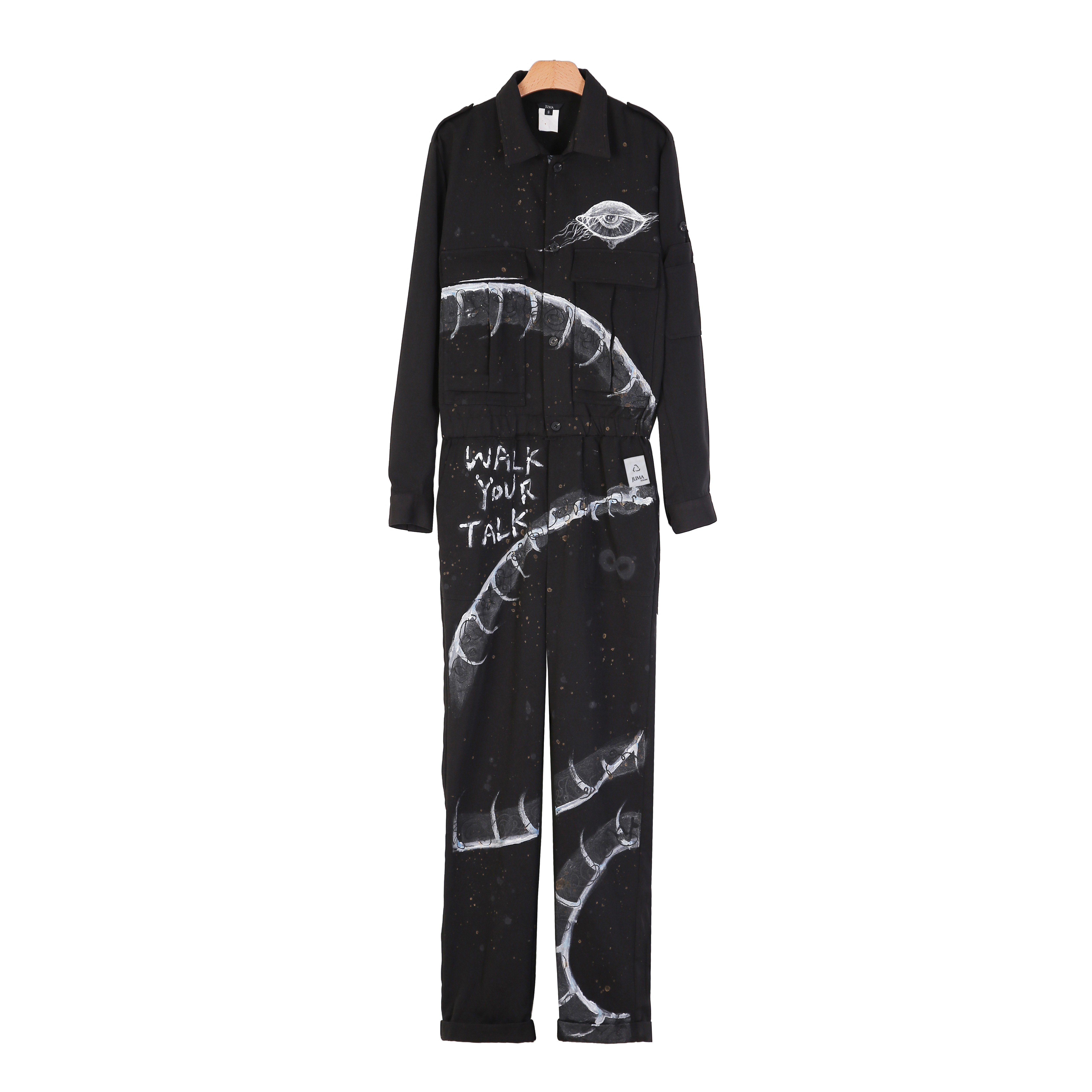 Shuhs 连衣裙 - 15 个回收水瓶 - 黑白色｜Shuhs Printed Slip Dress - 15 Recycled Water Bottles - Black & White