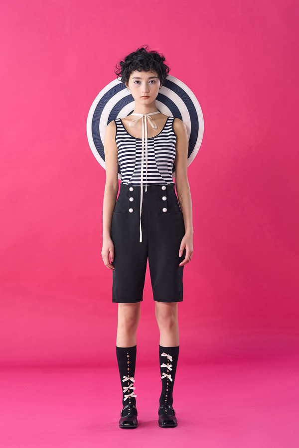 高腰双排扣五分裤