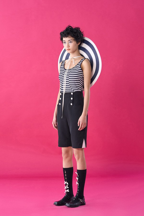 高腰双排扣五分裤