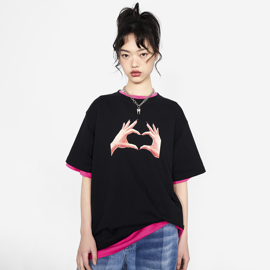 FMACM X 尤阿达 比心印花箭头纽扣圆领T恤-2