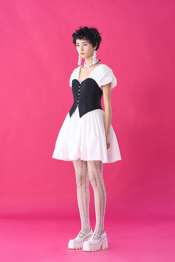 胸衣假两件连衣裙