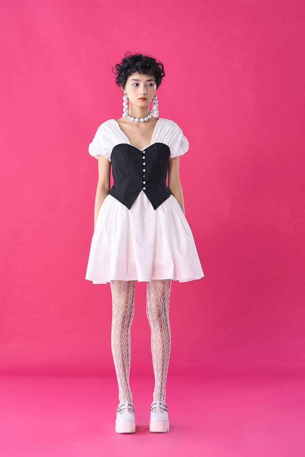 胸衣假两件连衣裙