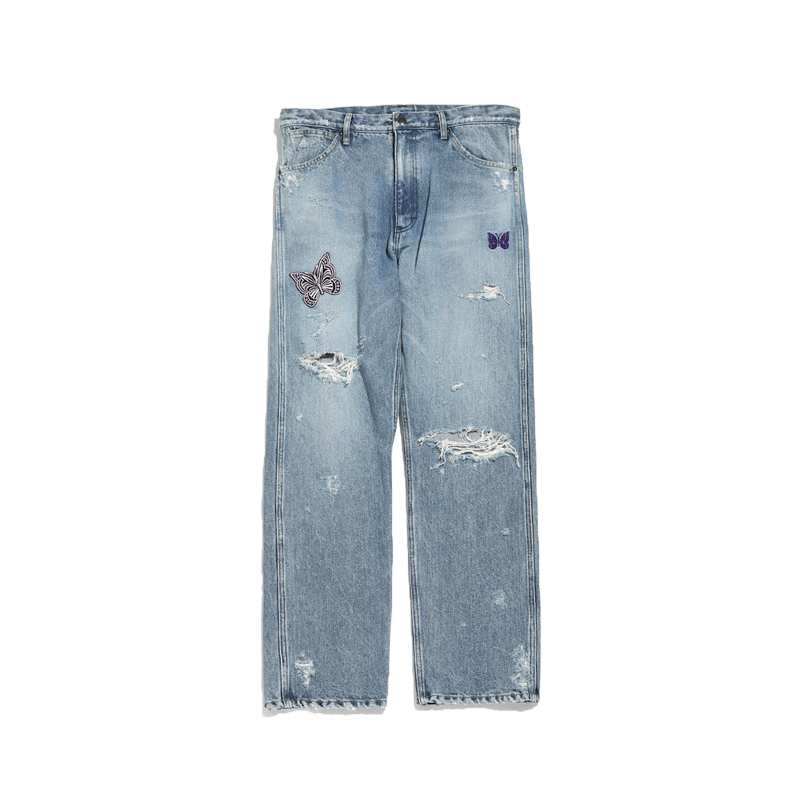 NEEDLES 22SS Papillon Patches Straight Jean - 13oz C/L Denim ...