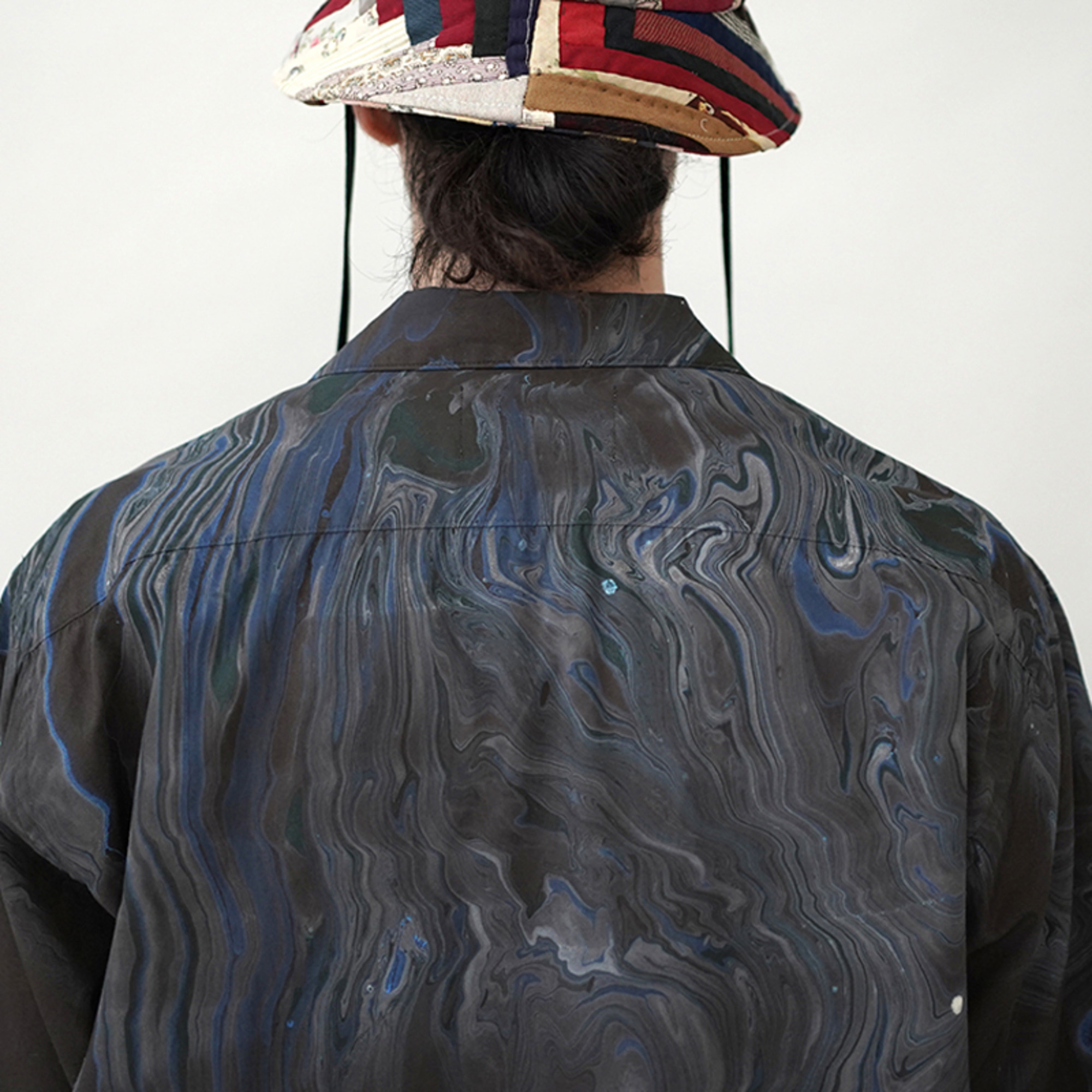 SEVEN BY SEVEN 22SS OPEN COLLAR SHIRTS S/S - HYDRO DIP DYEING