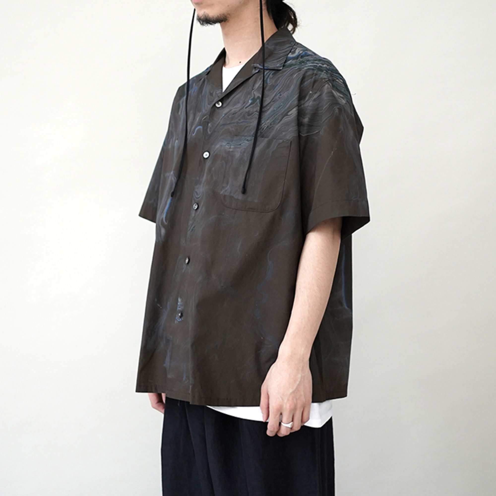 SEVEN BY SEVEN 22SS OPEN COLLAR SHIRTS S/S - HYDRO DIP DYEING