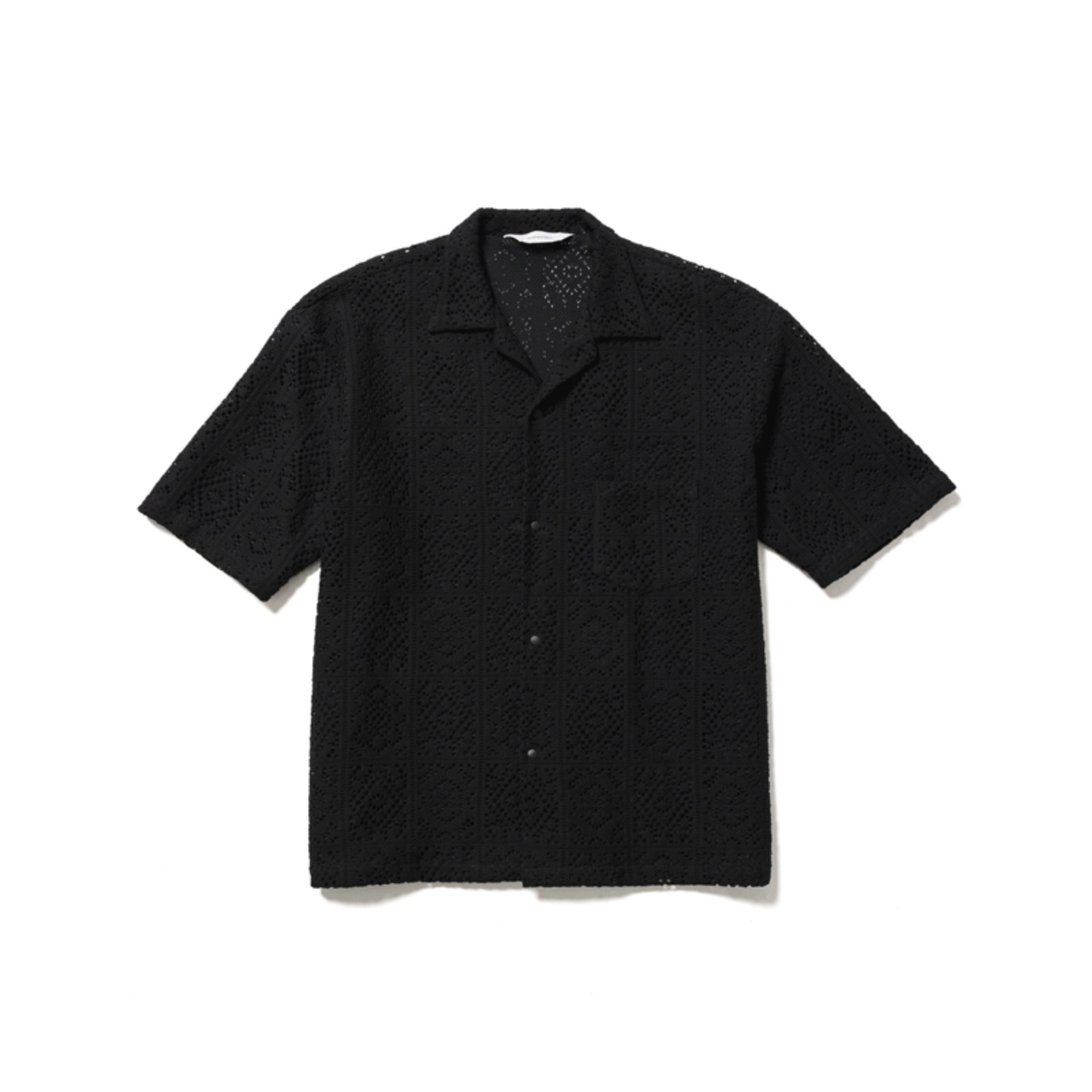 Sasquatchfabrix.22SS KNIT LACE OPEN COLLAR H/S SHIRT