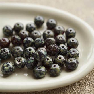 斑驳毕加索暗红~切面算盘珠捷克珠玻璃珠琉璃 9X6MM