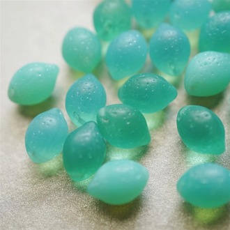 蛋白湖水绿清甜可爱柠檬珠捷克玻璃琉璃 14X10MM