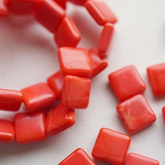 洋红色~微晕染几何方块珠捷克珠琉璃玻璃 9MM