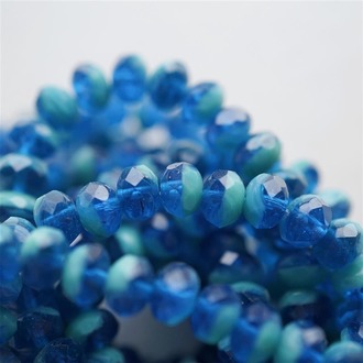 深色幽蓝渐变切面枣形算盘珠捷克珠玻璃琉璃 9X6MM
