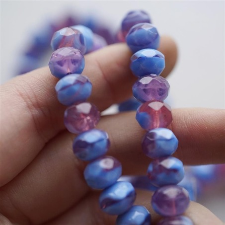 浆果蓝紫渐变切面枣形算盘珠捷克珠玻璃琉璃 9X6MM-4