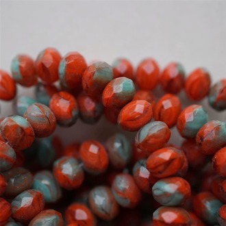 洋红拼绿渐变切面枣形算盘珠捷克珠玻璃琉璃 9X6MM