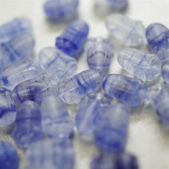 雾面浅宝蓝条纹郁金香捷克珠玻璃琉璃 12X8MM