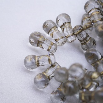 透明描金复古纹样装饰水滴捷克珠玻璃琉璃 15X8MM