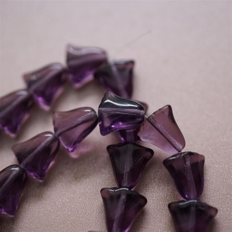 透紫色水晶感百合郁金香捷克珠玻璃琉璃 10X10MM-3