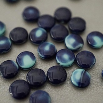 蓝色系渐变几何扁圆捷克珠玻璃琉璃 10mm