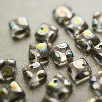 透明色镭射波点方块玻璃捷克琉璃珠 6MM