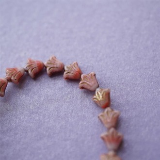 复古橘红mix~捷克玻璃珠琉璃野百合小郁金香珠 9X8MM