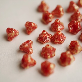 红色mix洒金富贵花风铃花捷克珠玻璃琉璃 9MM