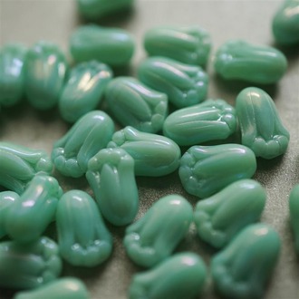 镀AB彩薄荷绿郁金香捷克珠玻璃琉璃 12X8MM