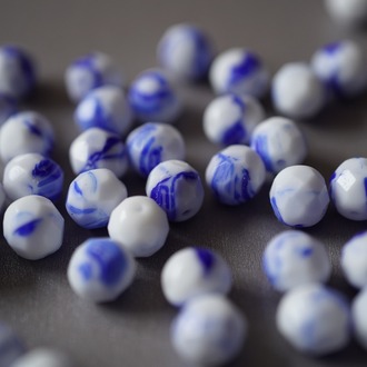 青花瓷蓝白配色切面枣珠捷克珠琉璃玻璃 8MM