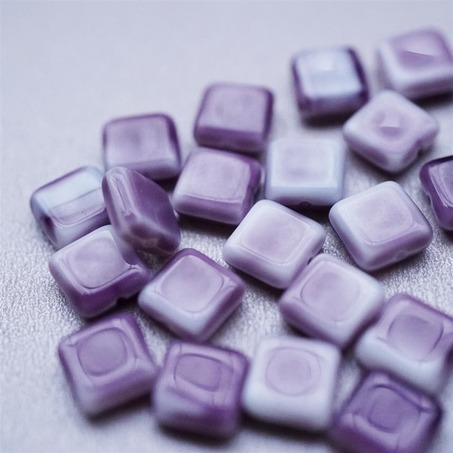 紫色渐变白超温柔几何方块珠捷克珠琉璃玻 9MM-3