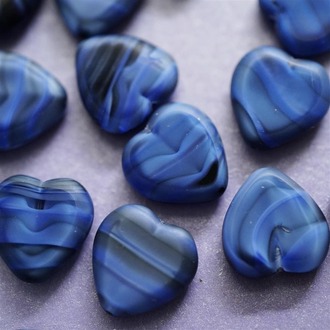 迷幻渐变黑蓝爱心捷克珠玻璃珠琉璃手工耳环 15MM