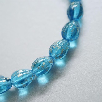 透蓝色喷金梨瓜水滴南瓜珠玻璃琉璃捷克珠 11X9MM