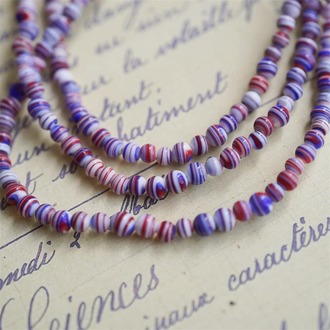 10粒入~撞色迷你红蓝小圆珠日本制手工古董珠