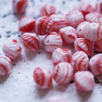 红白渐变条纹菱形捷克珠玻璃琉璃 9MM