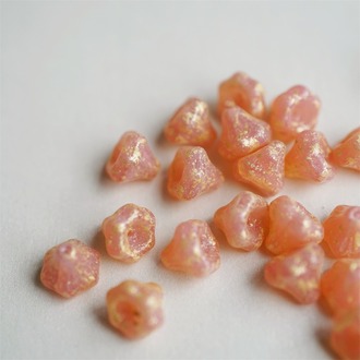 蛋白粉哑光洒金色~风铃花捷克珠玻璃琉璃 9MM