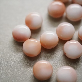 粉白渐变晕染几何扁圆玻璃珠捷克琉璃 10MM