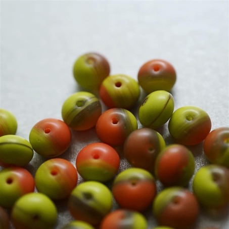 超鲜明撞色红绿隔珠糖豆算盘珠玻璃珠捷克珠琉璃 9X6MM