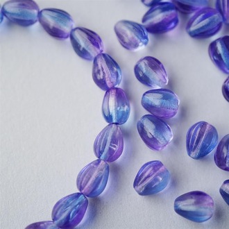 蓝紫渐变古风梨瓜水滴南瓜珠玻璃琉璃捷克珠 11X9MM