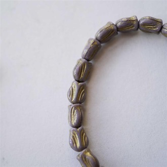 香芋紫描金~可爱迷你郁金香捷克珠玻璃琉璃 9X7MM