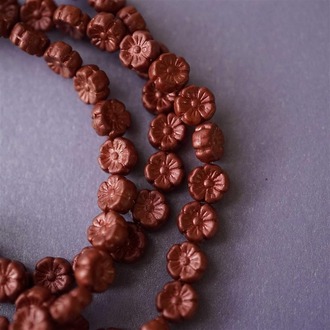 瑰丽少女复古红~质感串珠夏威夷小花朵捷克珠玻璃琉璃 10mm