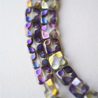 闪耀金属幻彩~切割面方形珠捷克珠玻璃琉璃 11mm