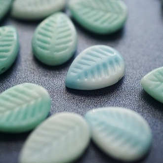 清新蓝绿系树叶MIX捷克玻璃琉璃珠 12X16MM