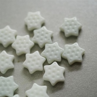 渐变白六角星纯色捷克珠玻璃琉璃珠 16mm