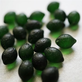 微透墨绿雾面果子柠檬珠捷克玻璃琉璃 14X10MM