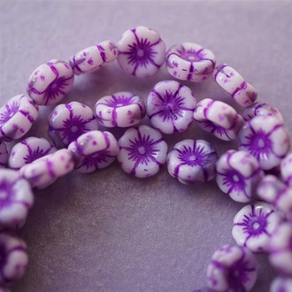 亮紫色mix串珠常规夏威夷花朵捷克珠玻璃珠琉璃 12MM