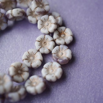 玫瑰金!酪紫色夹心常规夏威夷花朵捷克珠玻璃珠琉璃 12MM