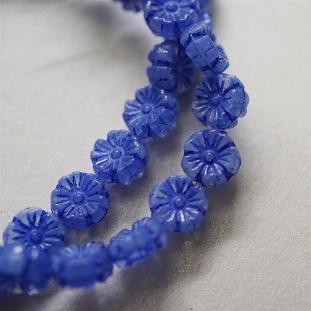 蛋白蓝半透明可爱彩绘少女夏威夷小花朵捷克珠玻璃琉璃 10MM-2