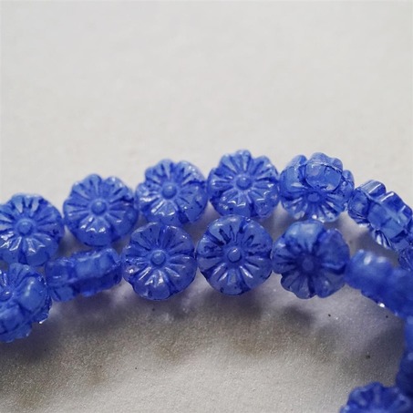 蛋白蓝半透明可爱彩绘少女夏威夷小花朵捷克珠玻璃琉璃 10MM-4