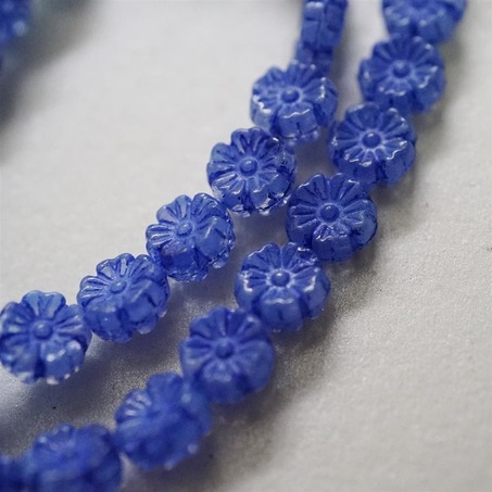蛋白蓝半透明可爱彩绘少女夏威夷小花朵捷克珠玻璃琉璃 10MM-3