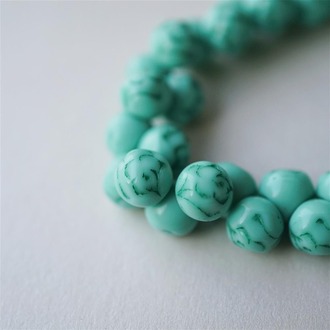 松石绿描绿色复古侧孔玫瑰珠捷克珠玻璃琉璃 9MM