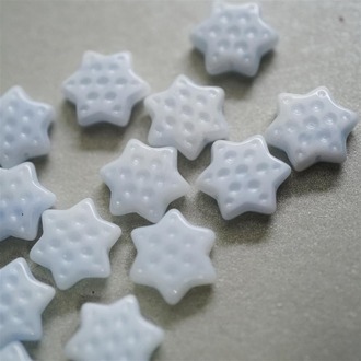 浅蓝渐变六角星纯色捷克珠玻璃琉璃珠 16mm