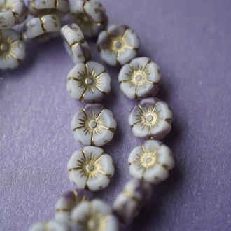 酪紫色夹心描金常规花朵捷克珠玻璃珠琉璃