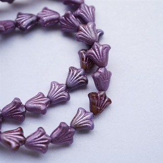 金属粉紫复古色捷克玻璃珠琉璃野百合小郁金香珠 9X8MM