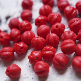 蚀刻纯色红色南瓜珠捷克玻璃琉璃珠 8MM